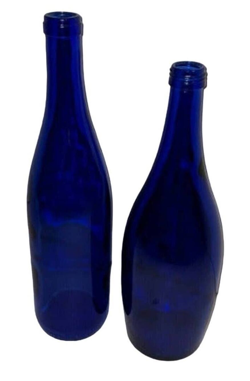 Lot of 2 Vintage 12 - 14" Cobalt Blue Bottles Tynant Spring Water Bottle